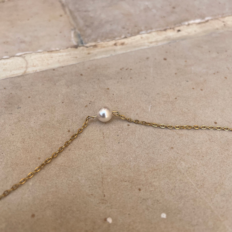 Bracelet perle Swarovski nacrée en acier inoxydable - Le Temps d'une Walima
