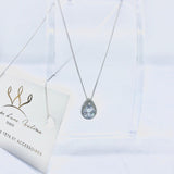 Collier de mariage fine chaîne en argent véritable  et goutte en zircon