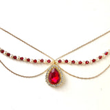 Bijoux de front Rouge et doré mariage oriental