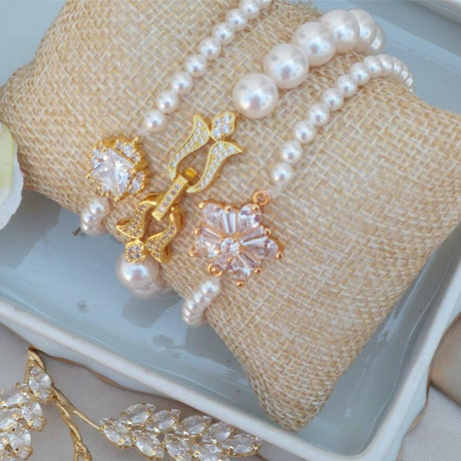 Bracelet de mariage en perles et zircon