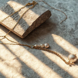 Collier en acier inoxydable et perles maille palmier et maille fine