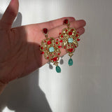 Boucles d’oreilles pour robe Orientale rouge et verte