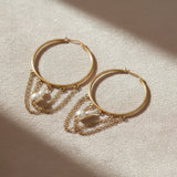 Créoles en acier inoxydable et chaîne Esmeralda