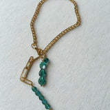 Bracelet double maille en acier, inoxydable et cristaux émeraude