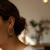 Créoles en acier inoxydable et pampilles vertes