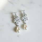 Boucles d’Oreilles Mariage Zircon & Perles de Cristal Nacrées – Élégantes et Féminines