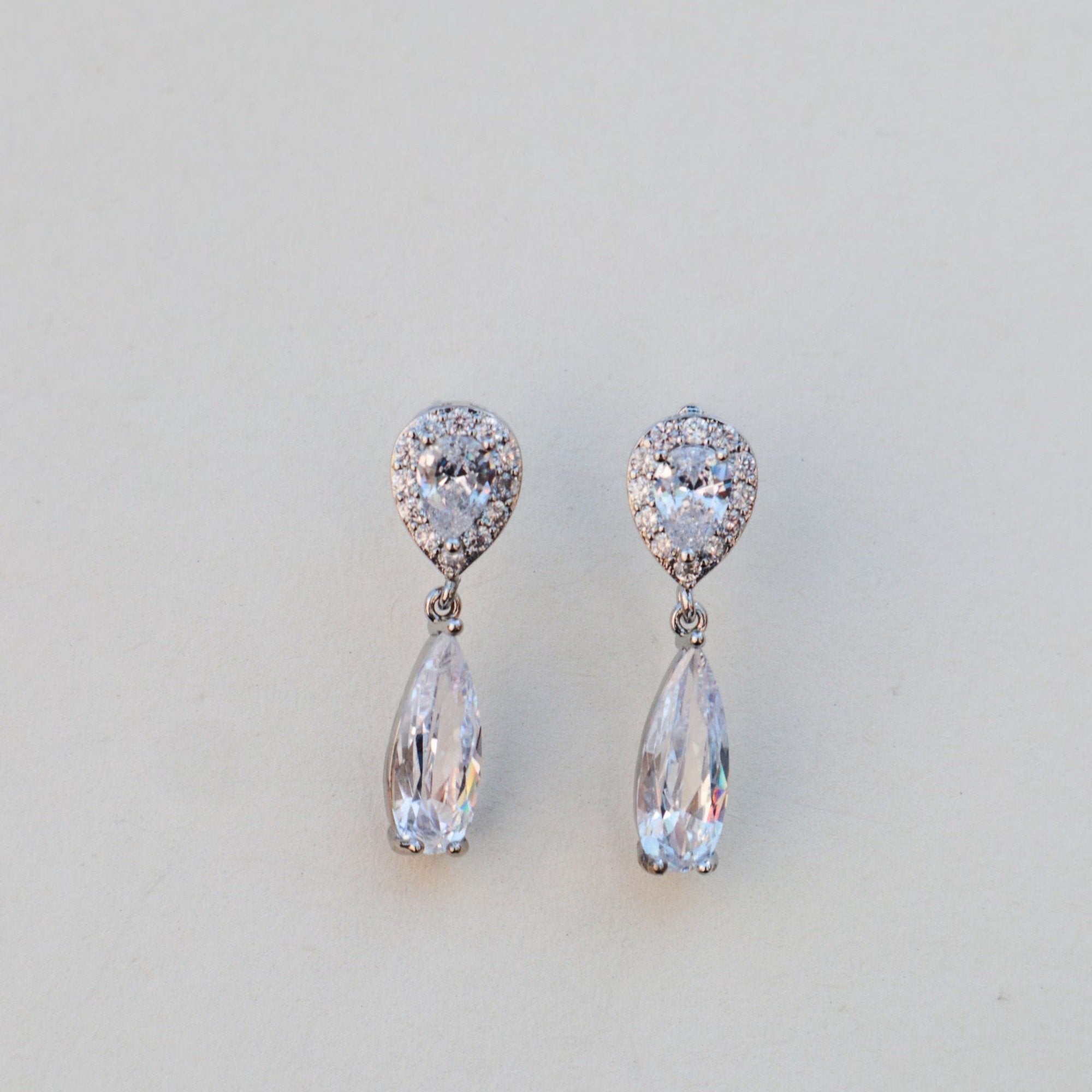 Boucles d'oreilles mariage  zircon fine goutte
