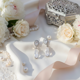 Boucles d'oreilles mariage zircon avec fine goutte