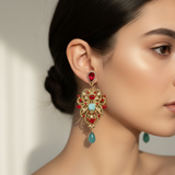 Boucles d’oreilles pour robe Orientale rouge et verte