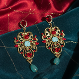 Boucles d’oreilles pour robe Orientale rouge et verte