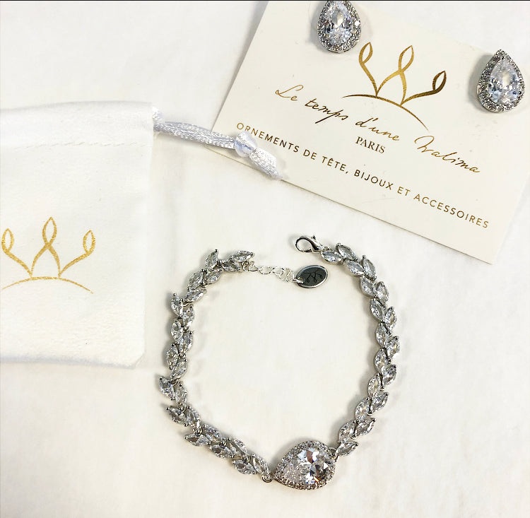 Bracelet feuillage zircon