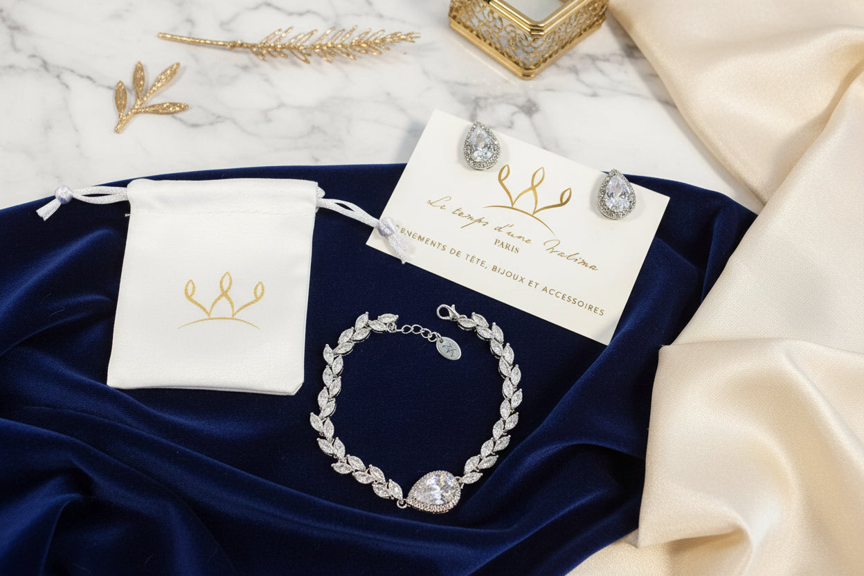 Bracelet feuillage zircon