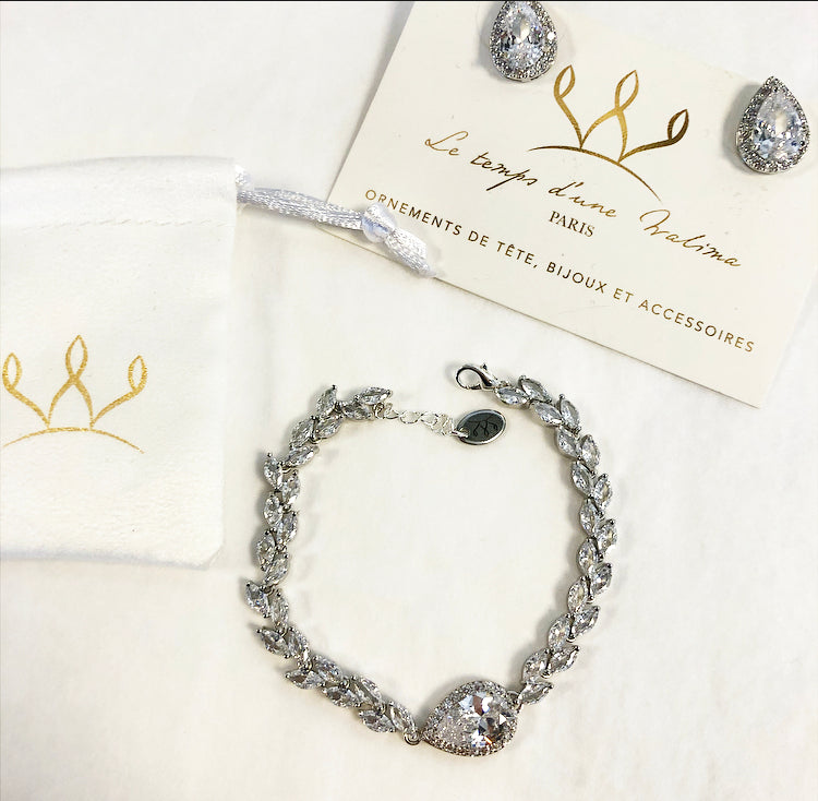 Bracelet feuillage zircon
