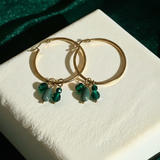 Créoles en acier inoxydable et pampilles vertes