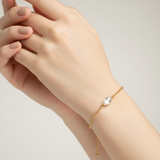 Bracelet en acier inoxydable et cristal navette