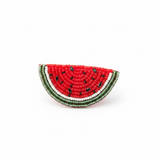Broche pastèque perlé et strass  Swarovski pépins