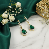 Boucles d'oreilles orientale vertes émeraudes et doré mariage chic