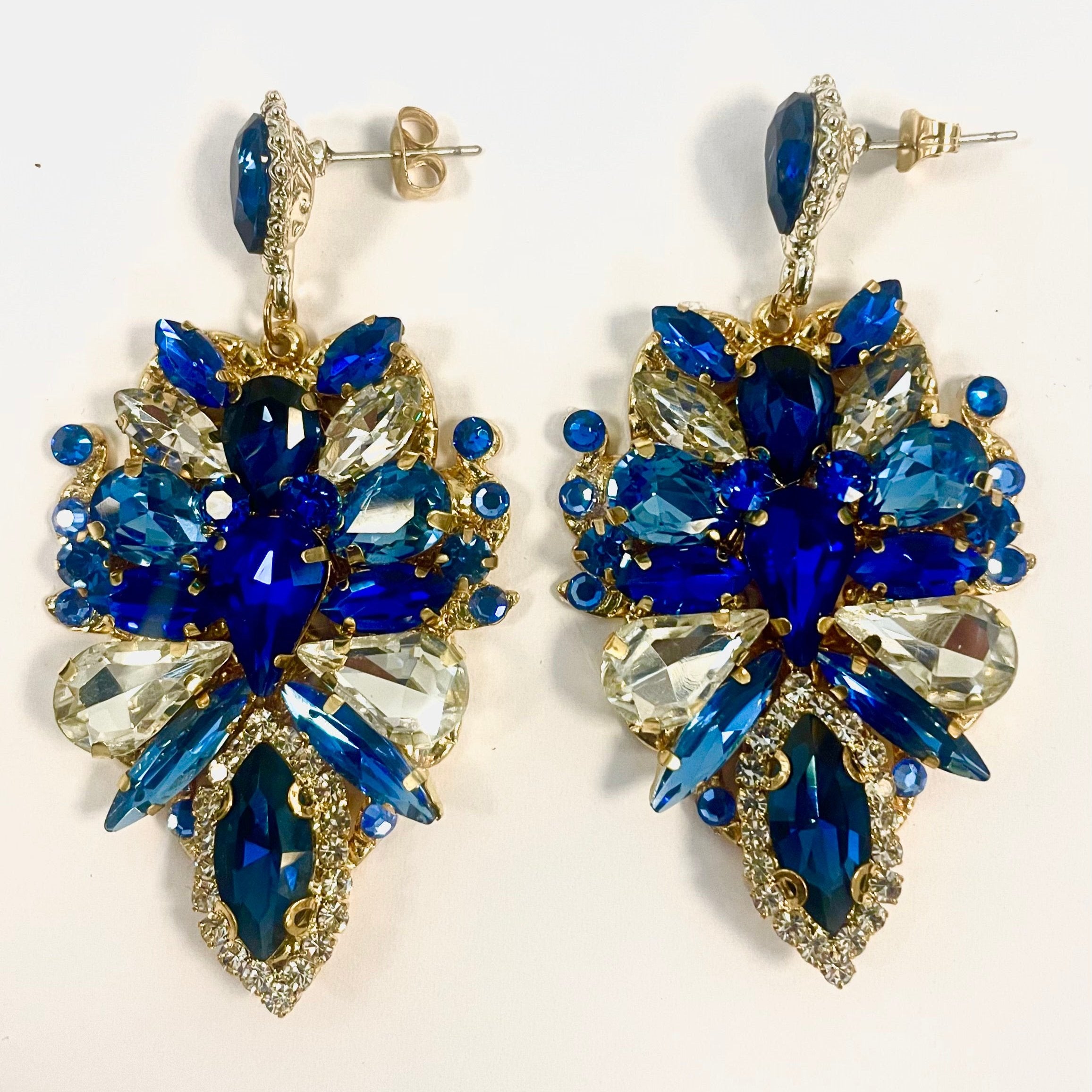 Boucles d’oreilles  doré et bleu roi