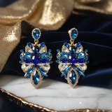 Boucles d'Oreilles Orientales Bleu roi et doré Collection Luxury