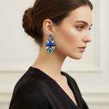 Boucles d'Oreilles Orientales Bleu roi et doré Collection Luxury