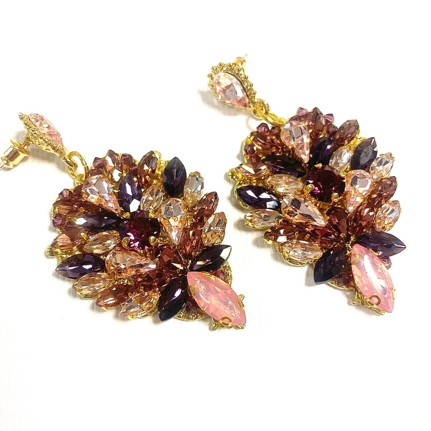 boucles d_oreilles caftan rose et violet