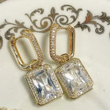 Boucles d'Oreilles en Acier Inoxydable Cubique sertis de zircon 