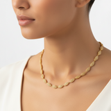 Collier Oriental en Plaqué Or 18 Carats en Forme d'Amande Serti de Zircons