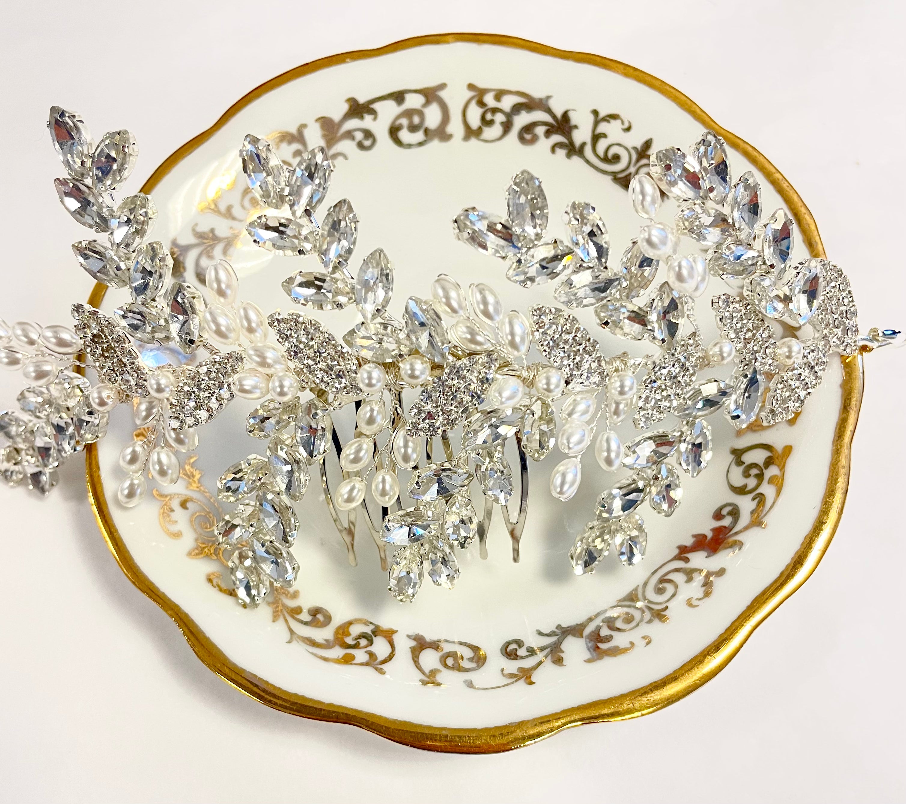 peigne de mariage strass et perles