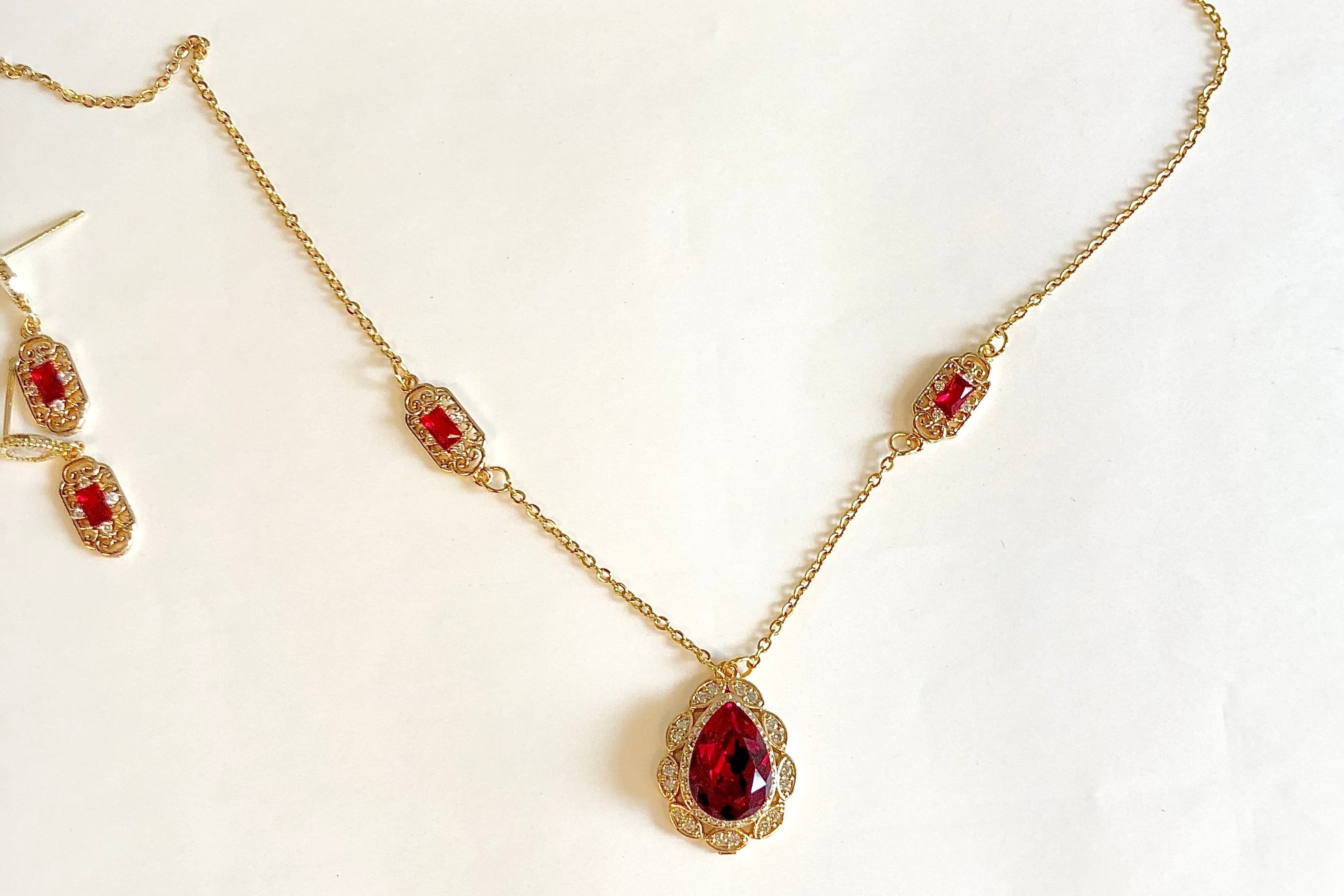 parure mariage oriental rouge Rubis et doré