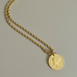 Sautoir Médaille -Louis  Pièce Ancienne – Chaîne Maille Corde Acier Inoxydable Doré | Le Temps d'une Walima