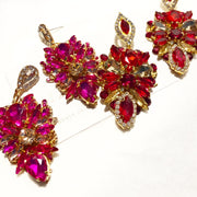 Boucles d'oreilles orientale Fuchsia ou rouge et  dorées Luxury