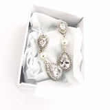 Boucles d'oreilles de mariage zircon et perles les précieuses