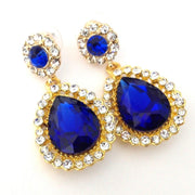 Boucles d'oreilles mariage bleues dorés