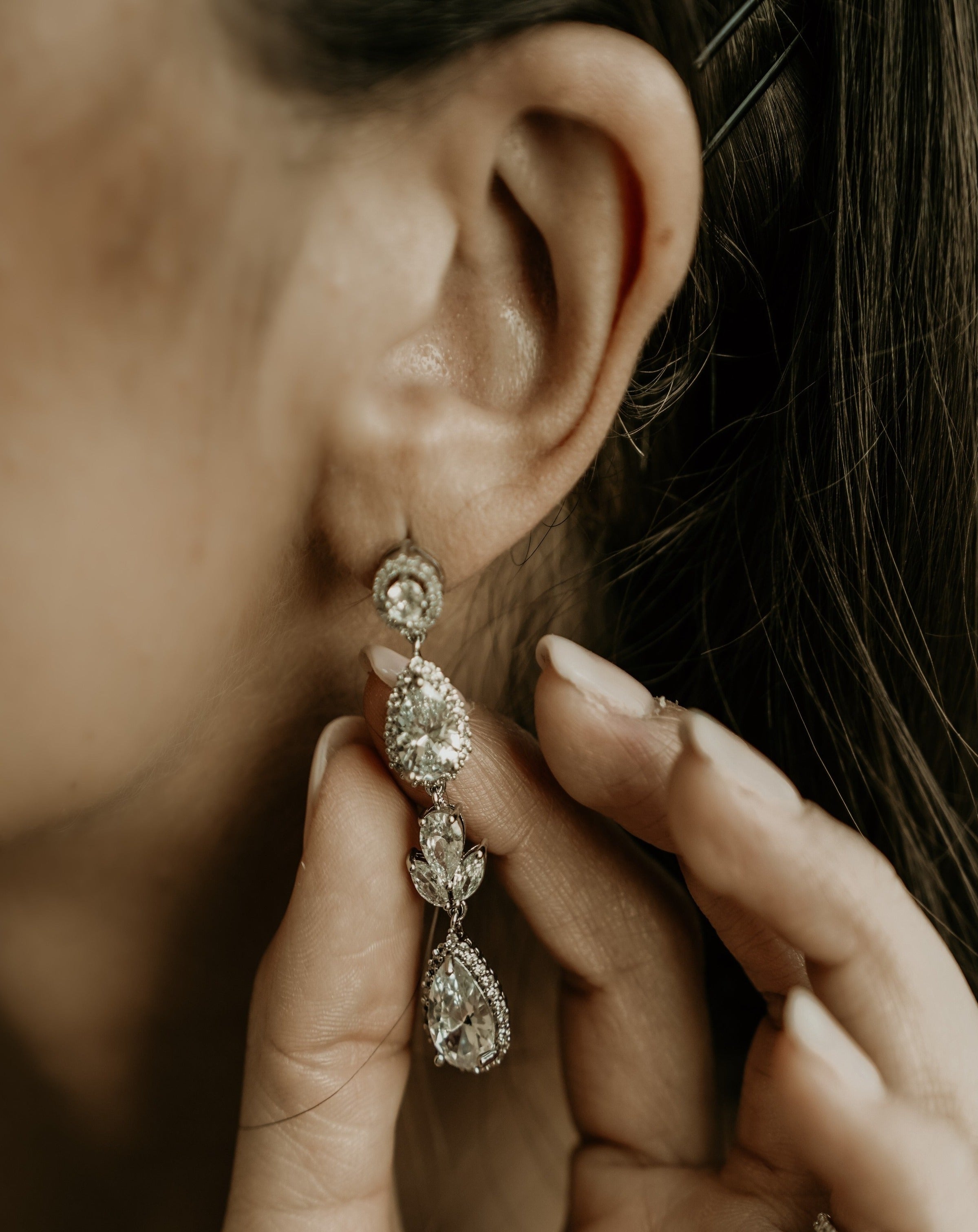 Longue boucles d'oreilles mariage