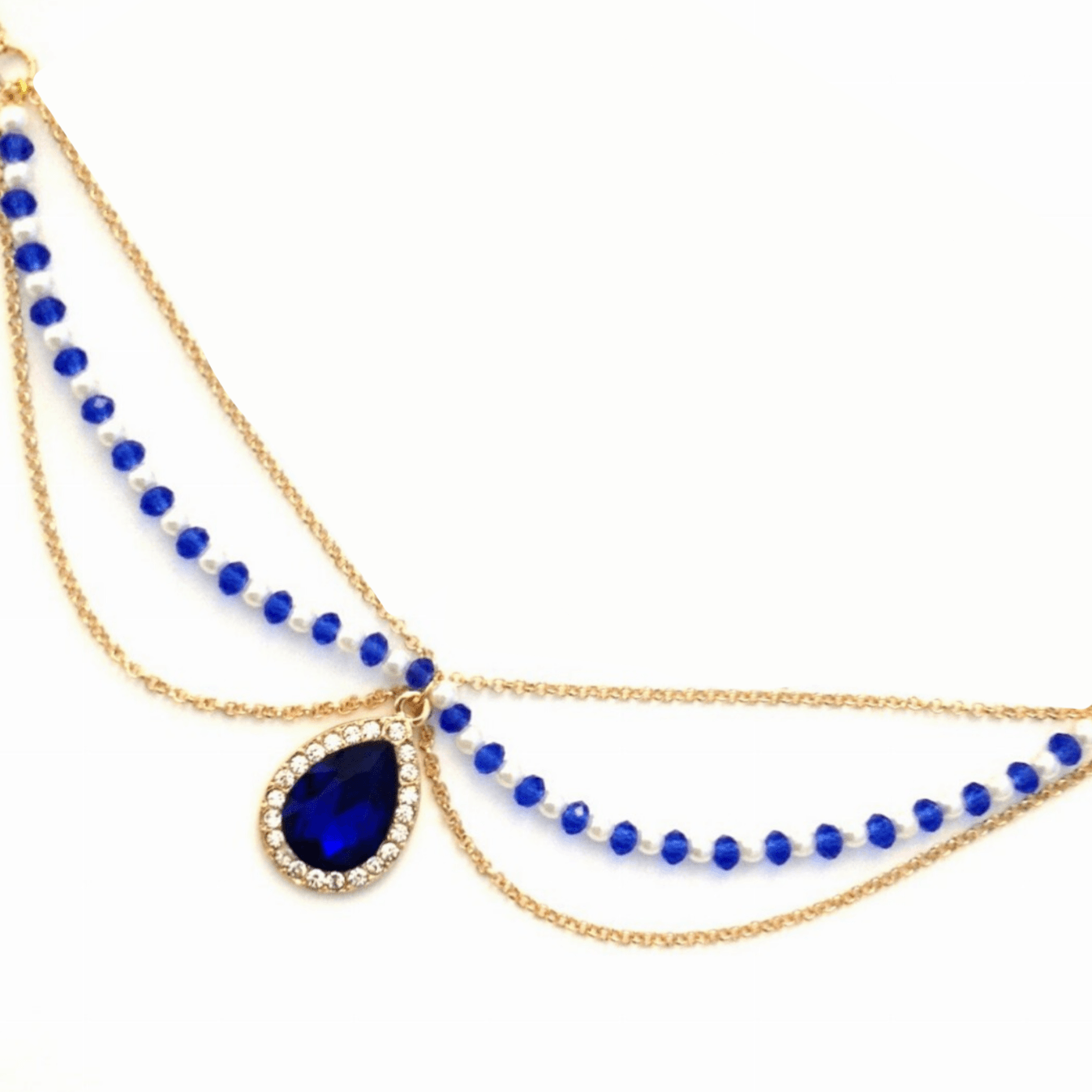 Bijoux de front bleu et doré