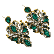Boucles d'oreilles vintage orientale vertes émeraudes et  dorées  Emerald