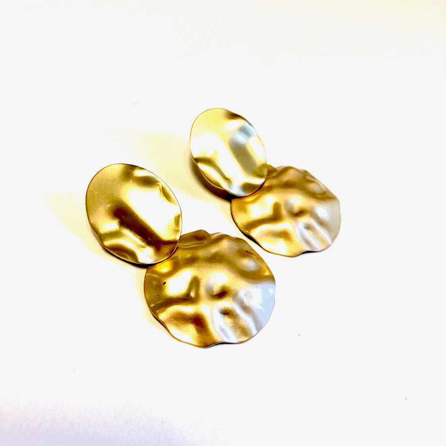 Boucles d'oreilles dorée mat en acier inoxydable collection Zina - Le Temps d'une Walima