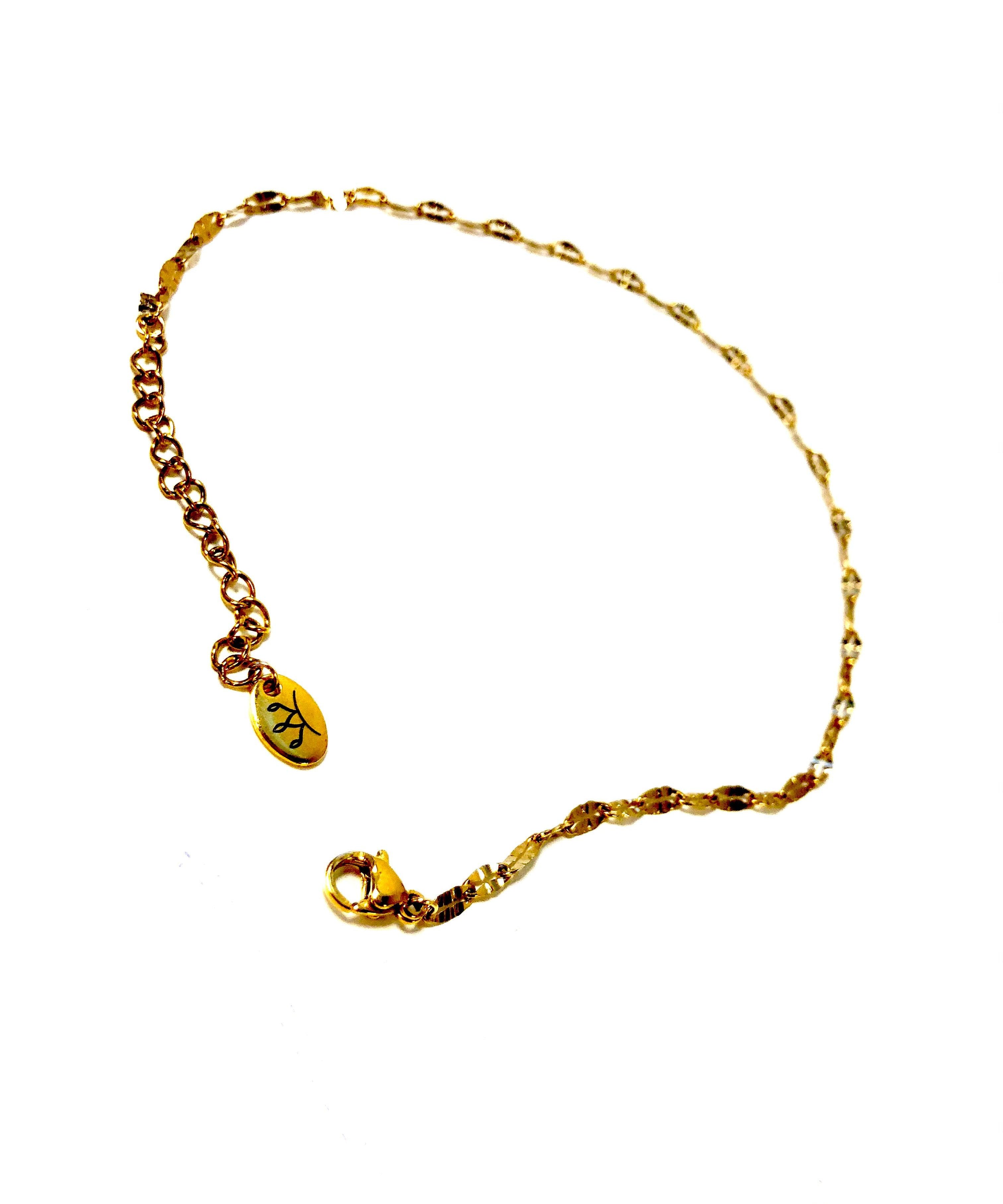 Bracelet de cheville doré en acier inoxydable chaine semi torsadée - Le Temps d'une Walima