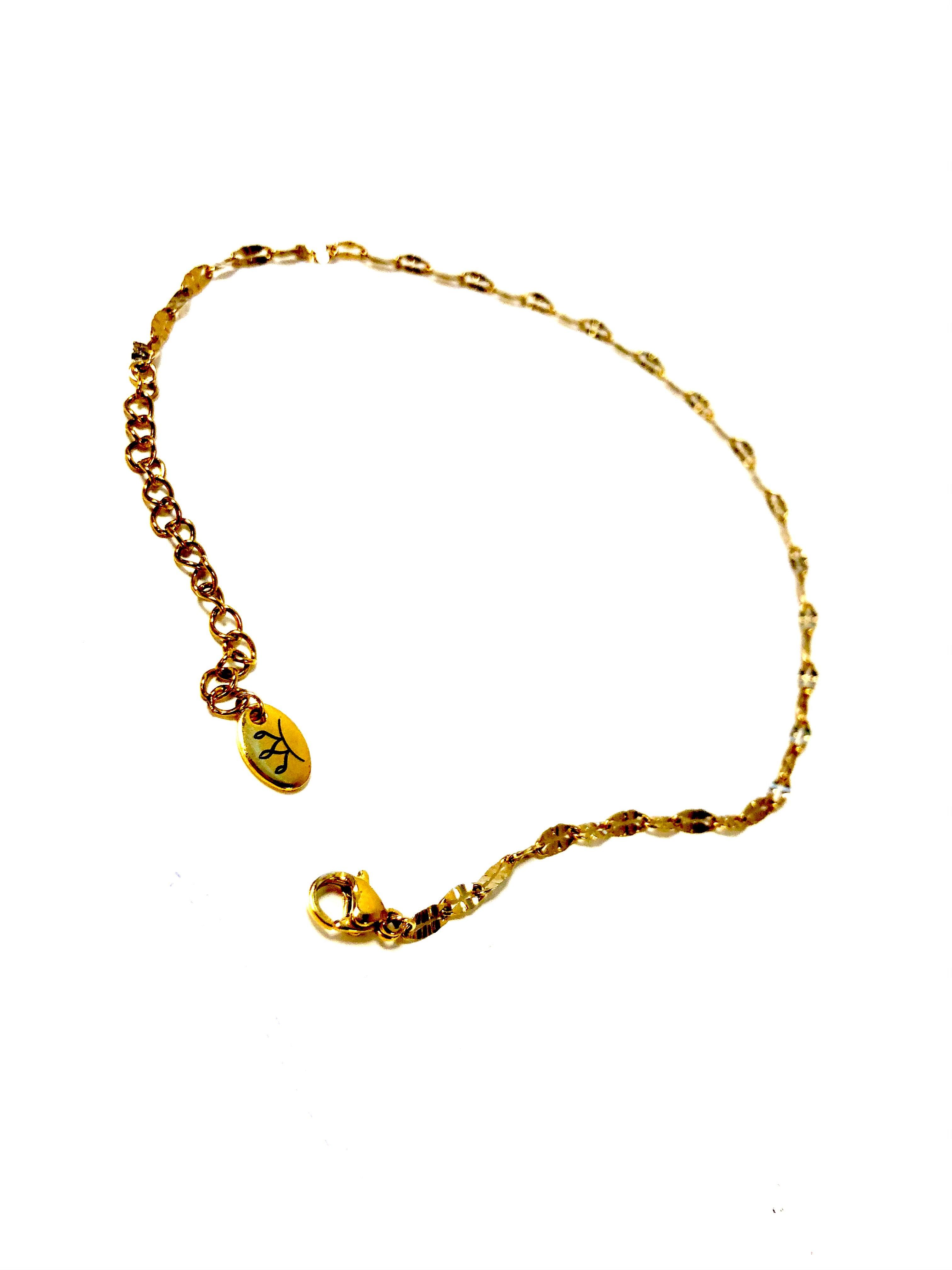 Bracelet de cheville doré en acier inoxydable chaine semi torsadée - Le Temps d'une Walima
