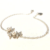 Bracelet de mariage Laura feuillage zircon et perles
