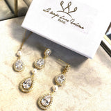Boucles d'oreilles de mariage  gouttes zircon dorée 