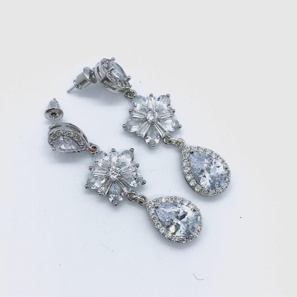 Boucles d'oreilles de  mariage avec  goutte en zircon Bohème