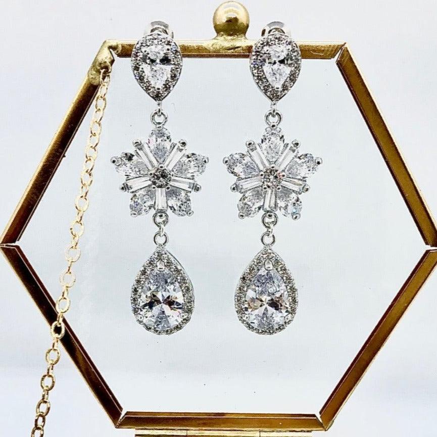 Boucles d'oreilles de  mariage avec  goutte en zircon Bohème