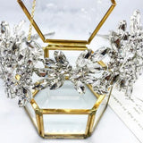 Serre-tête mariage feuillage strass argent