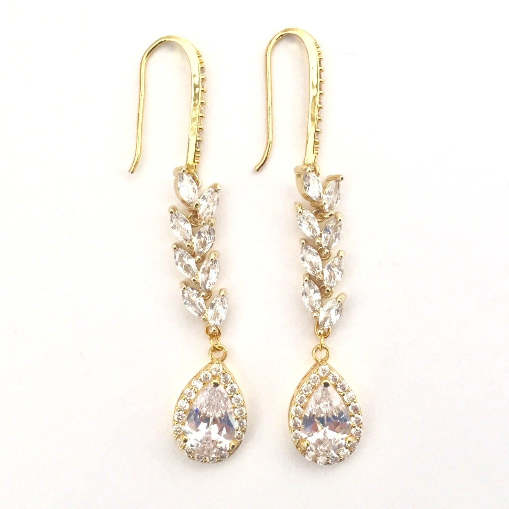 Boucles d'oreilles de mariage en plaqué or et zircon Aurora