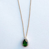 Collier émeraude et acier inoxydable