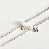 Bracelet de mariage à personnaliser perle d'eau douce et initiale