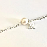 Bracelet de mariage à personnaliser perle d'eau douce et initiale