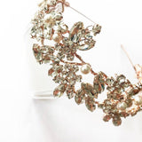 Diadème mariage oriental feuillage en strass rose gold