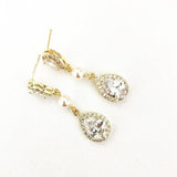 Boucles d'oreilles de mariage zircon et perles les précieuses